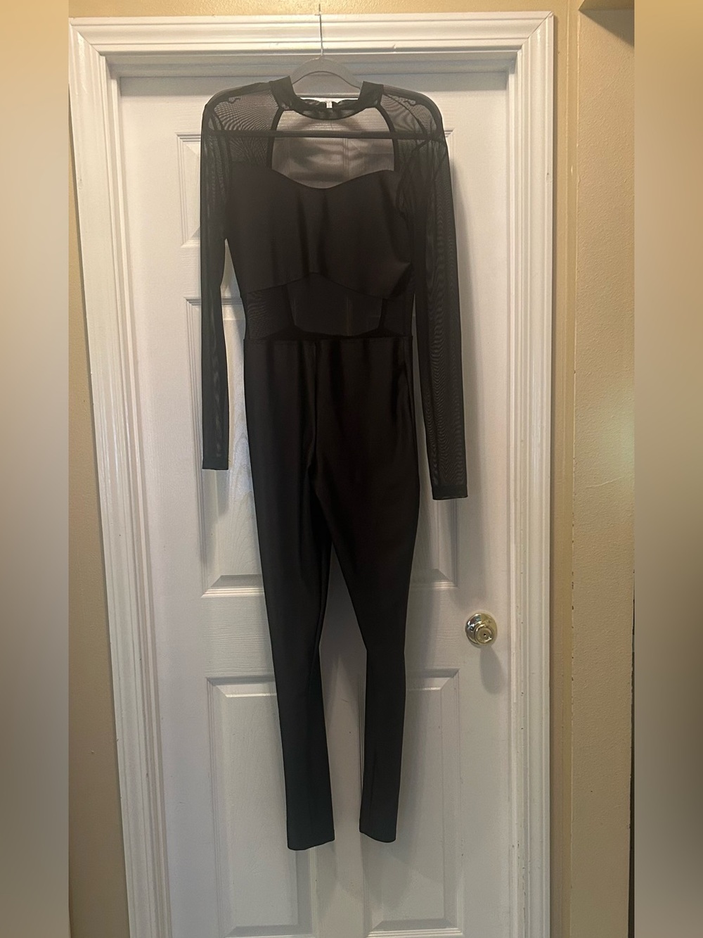 Black Mesh Long-Sleeve Jumpsuit Contemporary Dance Costume